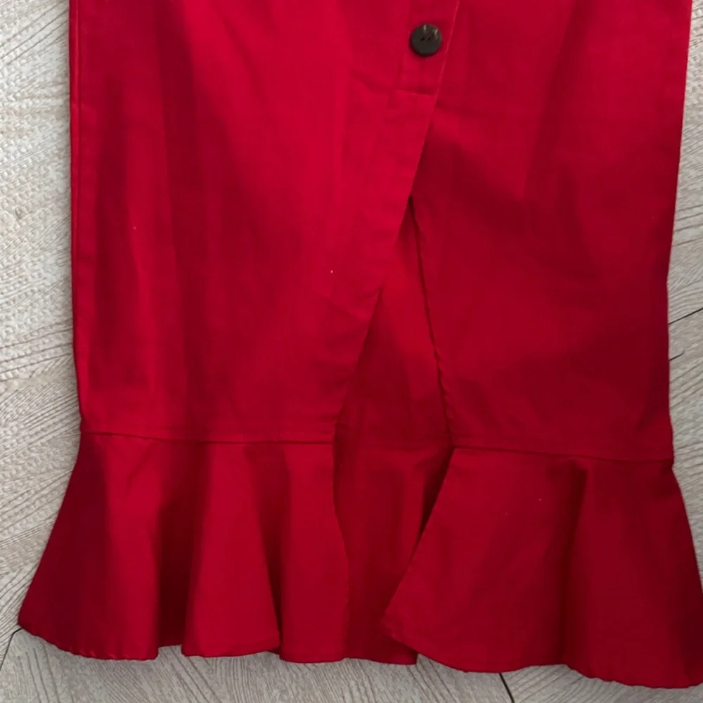 Red Spaghetti-Strap Button-Front Mini Dress - Picture 3 of 3